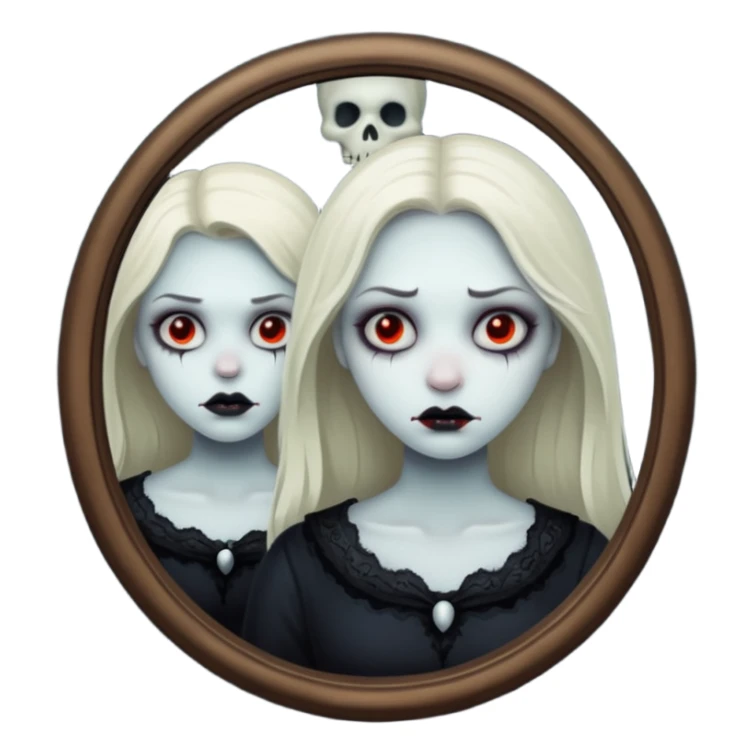 Spooky killer on mirror behind woman sticker