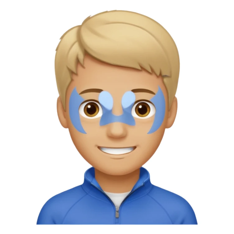 make a boy with comb over  dirty blond hair hazel eyes tan white smirky smile and quarter zip  sticker