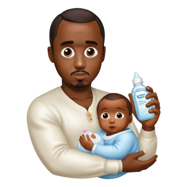 P diddy holding baby oil sticker