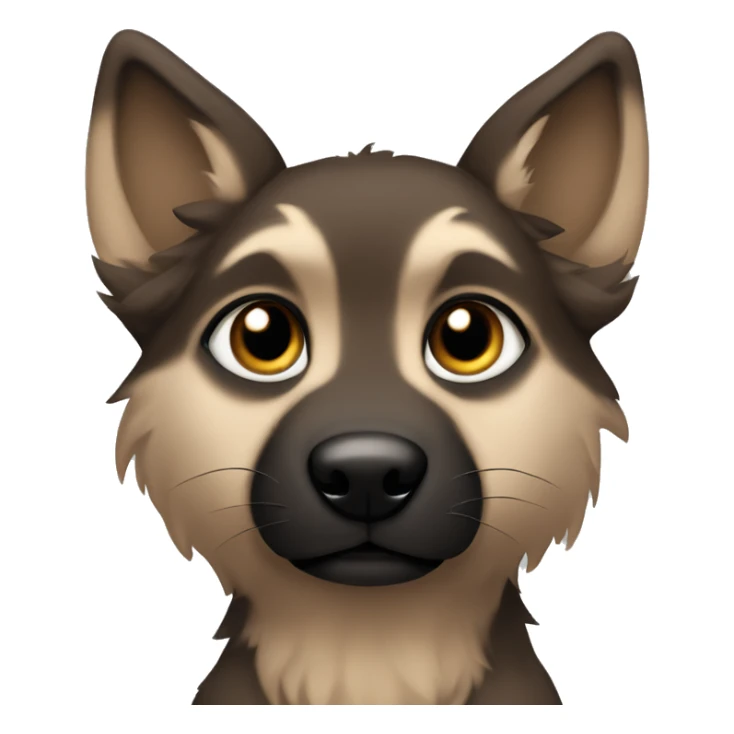 a brown puppy-like wolf with black hair on its ears sticker