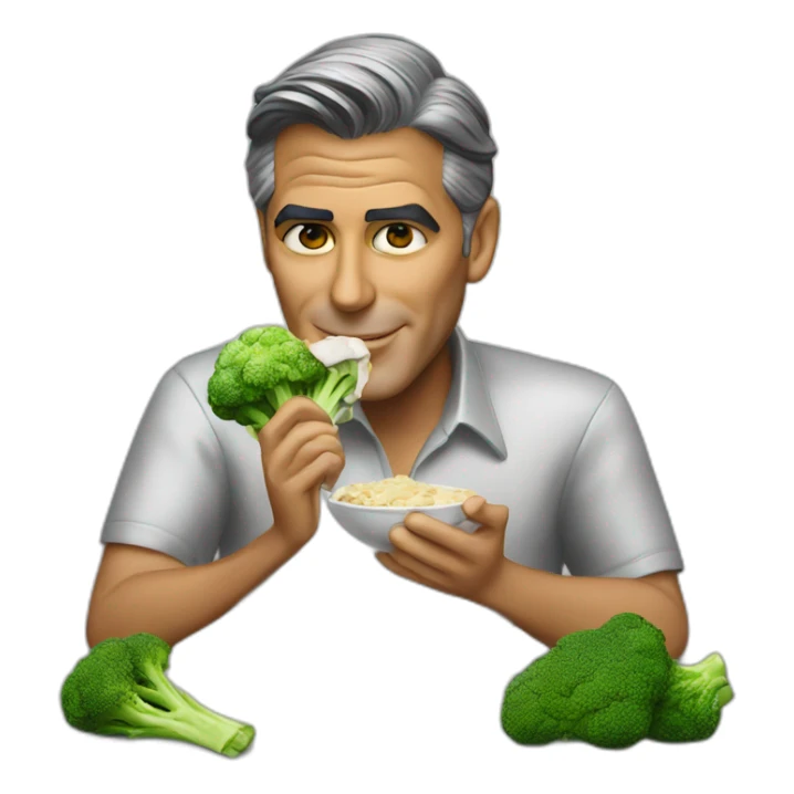 george clooney eating chicken and broccoli sticker