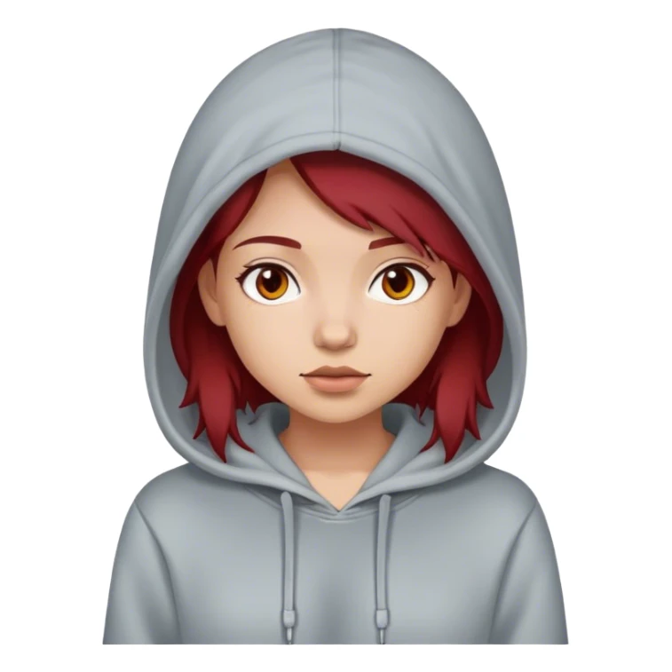 Dark red hair Girl wearing a hoodie  sticker