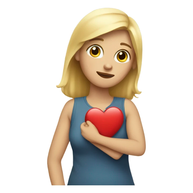 Blonde Mother holds her heart in her arm sticker
