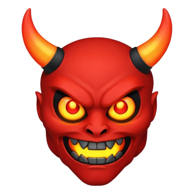 A red demon that is LED and black and is glowing sticker