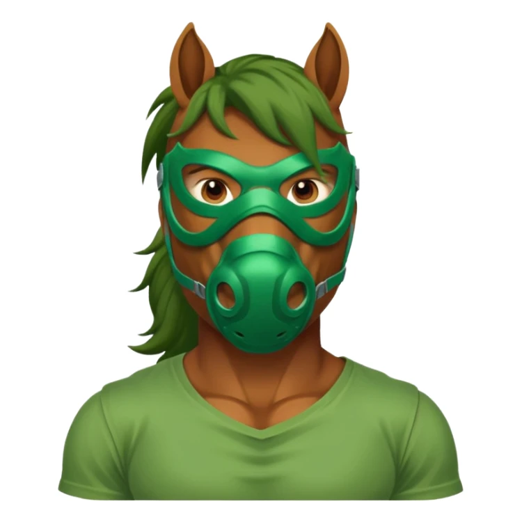 horse with green mask and shirt sticker