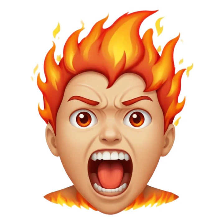 screaming with fire coming out of head  sticker