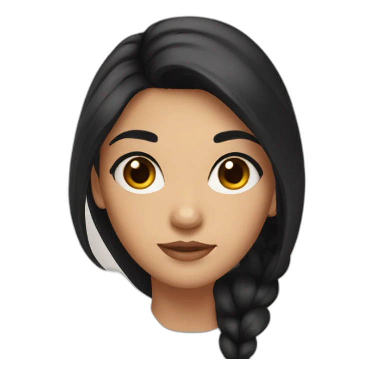 a girl with long black hair, thick brows and dark brown eyes sticker