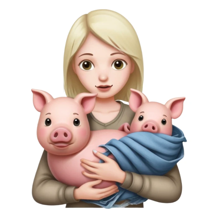 Ugly retard holding a pig sticker