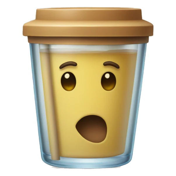 glass with wood lid and straw sticker