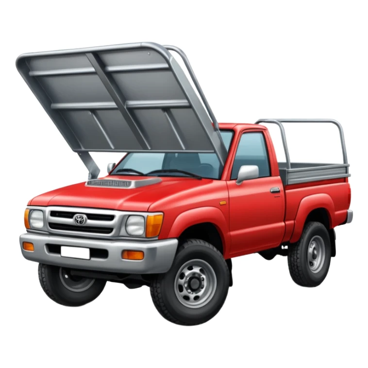 Red 1999 hilux with steel trya sticker