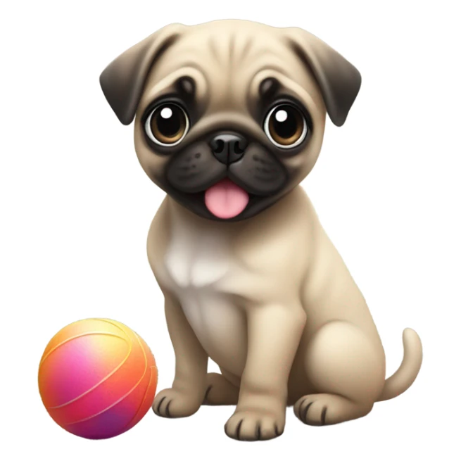 Baby pug puppy playing with a ball  sticker