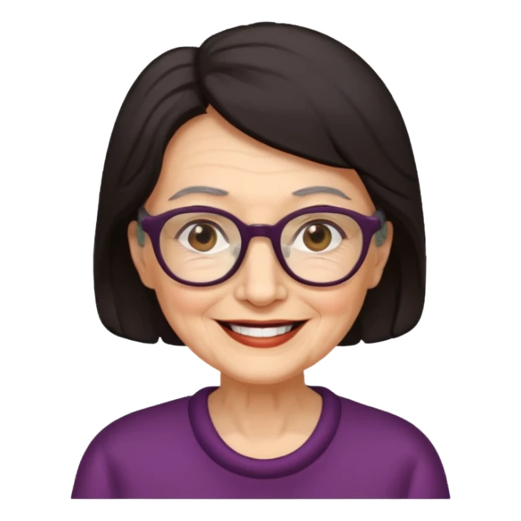 Old woman dark hair glasses sticker