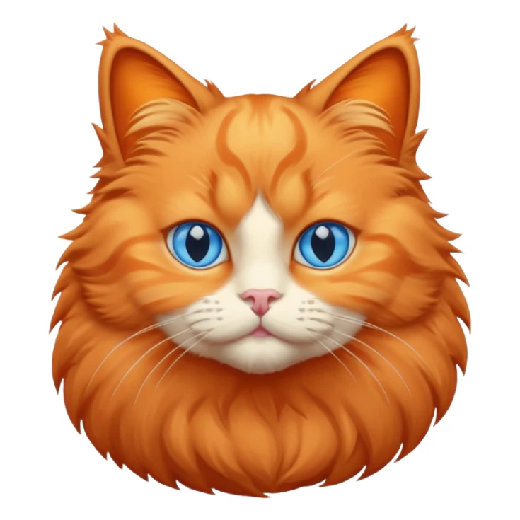 orange puffy cat with blue eyes sticker