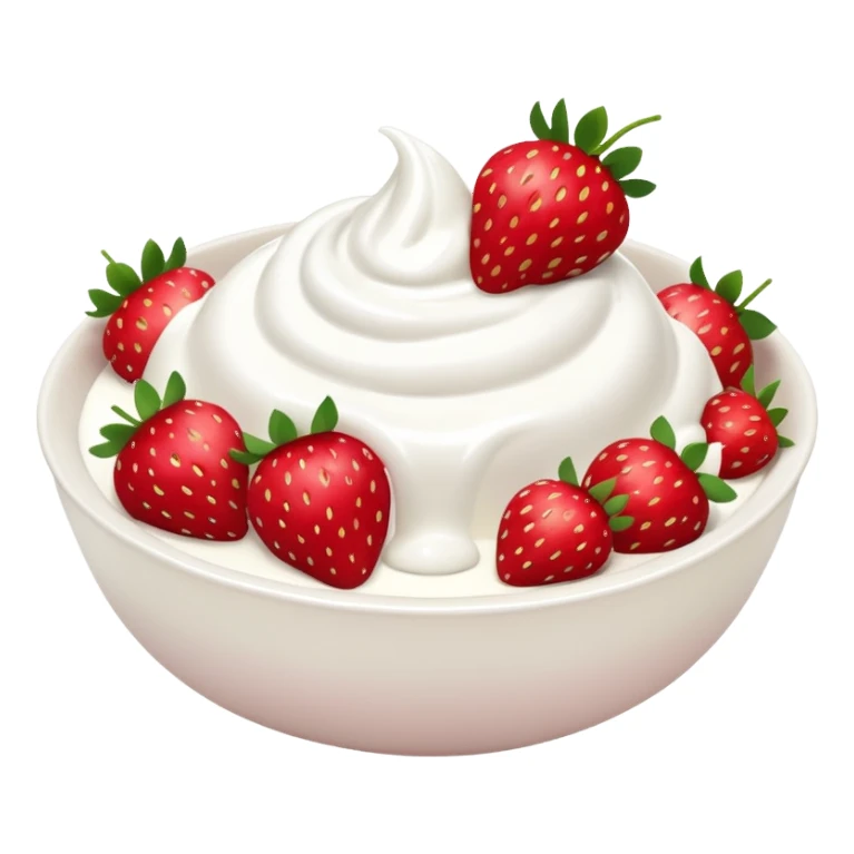A bowl of strawberries with yogurt. sticker