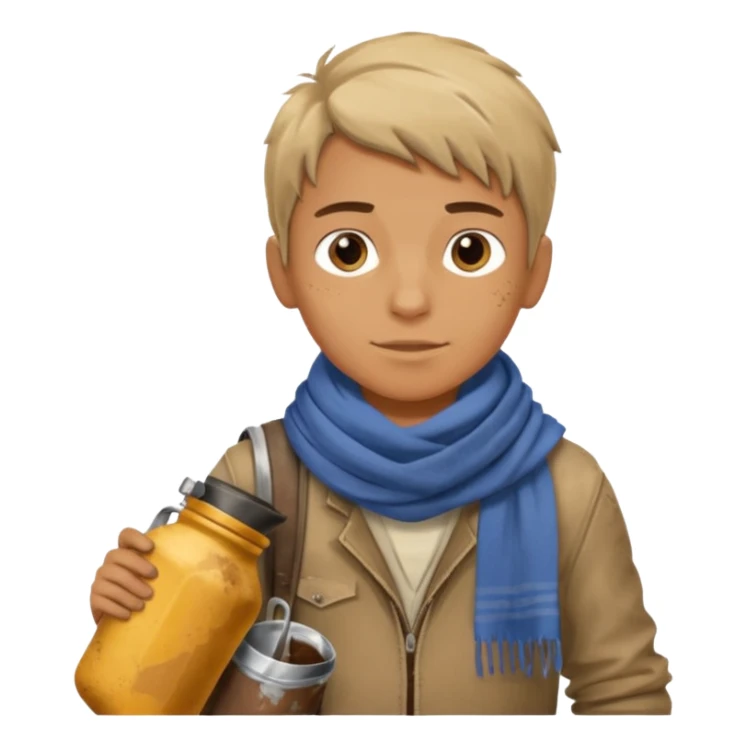 Boy + scarf + canteen,Desert Nomads. sticker