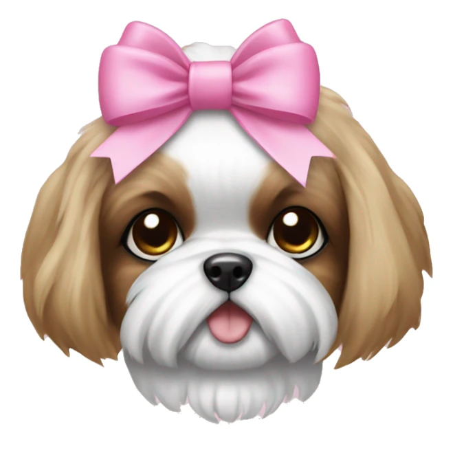 puppy with pink bows, shi tzu, sticker