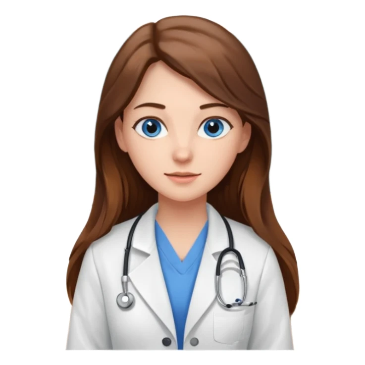 pretty female nursing student with long brown hair, blue eyes inside a classroom at university sticker
