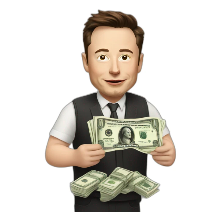 elon musk with money sticker