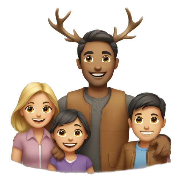 happy family with a deer sticker