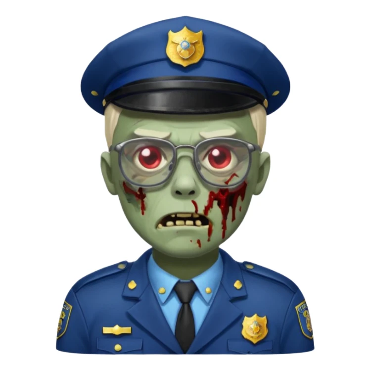 zombie police man with glasses sticker