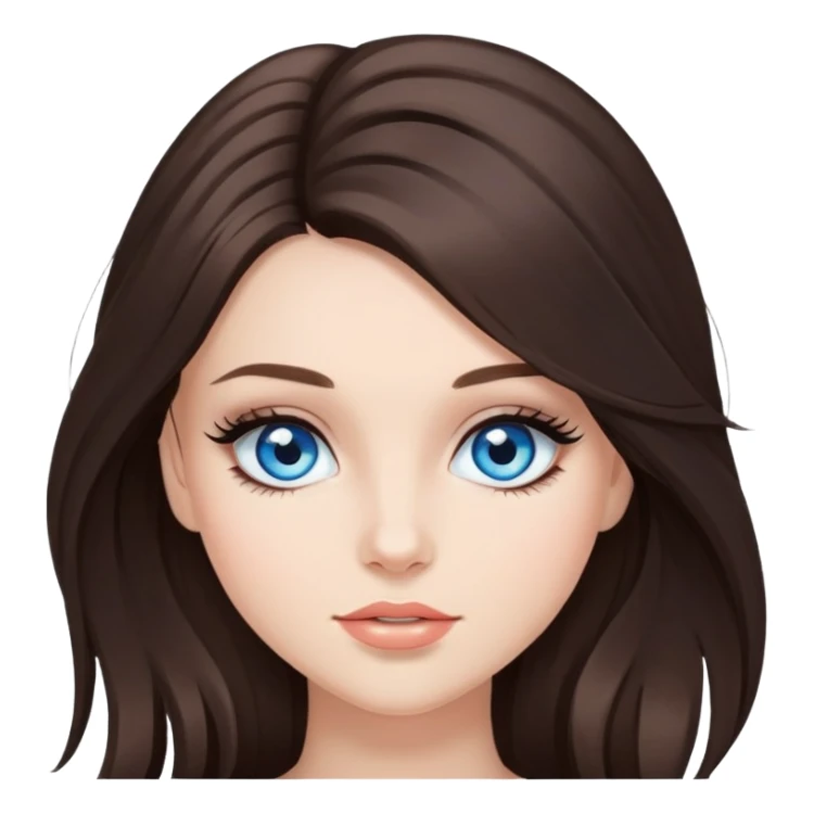Beauty girl brunette And blue eyes with extensions Lashes  sticker