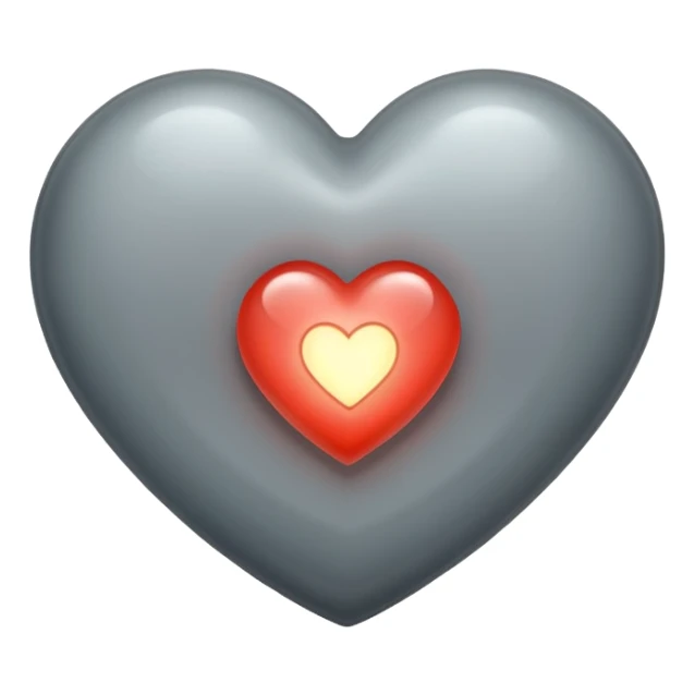 An old and barren grey heart with a small glowing transparent heart inside it sticker