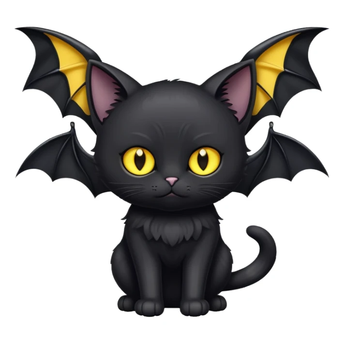 Black cat with yellow eyes with bat wings sticker