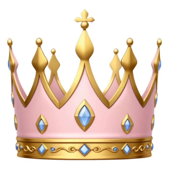 A luxurious light pink crown with golden accents and elegant details, featuring a prominent empty space  sticker