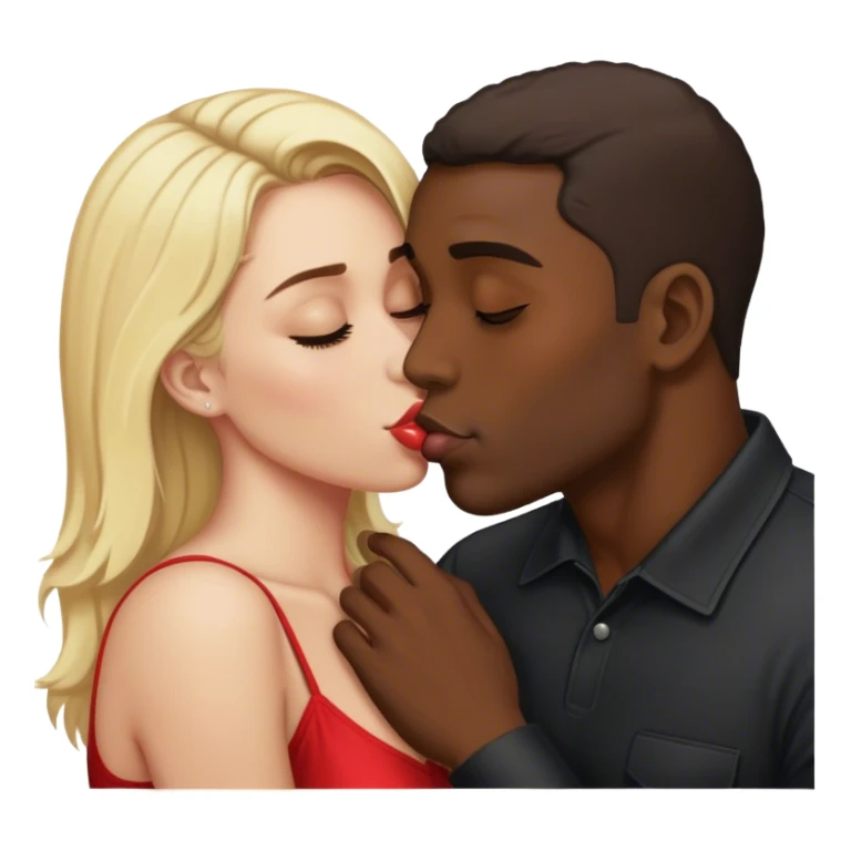 dark man kissing blonde woman sticker