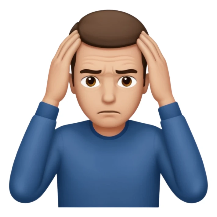 decision gesture man hands on top of the head sticker