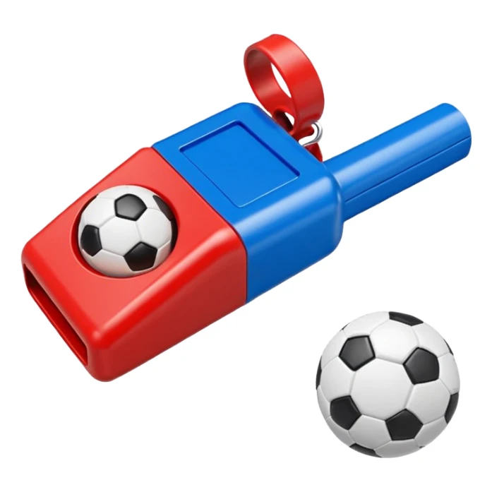 Soccer whistle in blue (#00A3E0) and red (#F9423A)  sticker