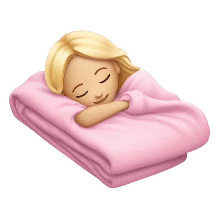 Blonde girl sleeping on left side in pink blanket sticker