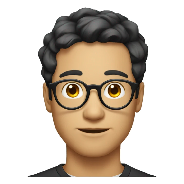 fair male face with round spectacles black hair sticker