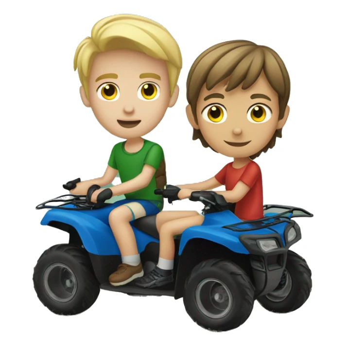 Quad bike with blonde boy and brunette boy sticker