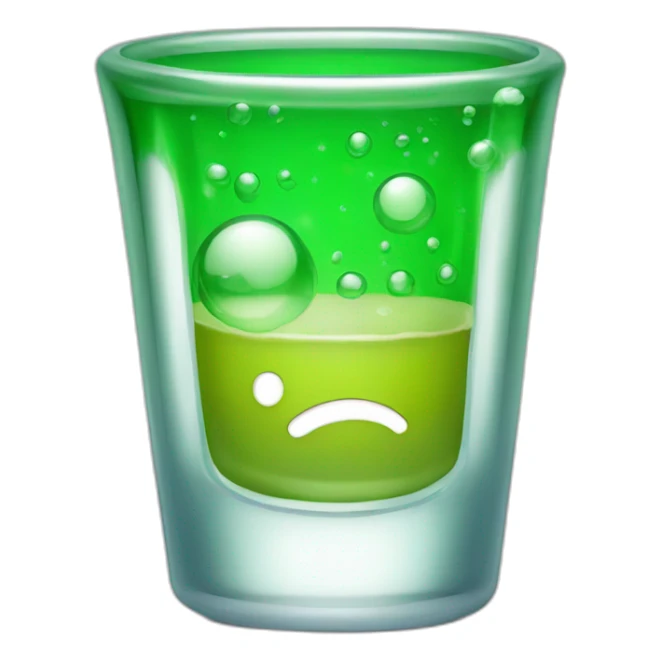 emoji of a shot glass filled with green liquid that has bubbles sticker