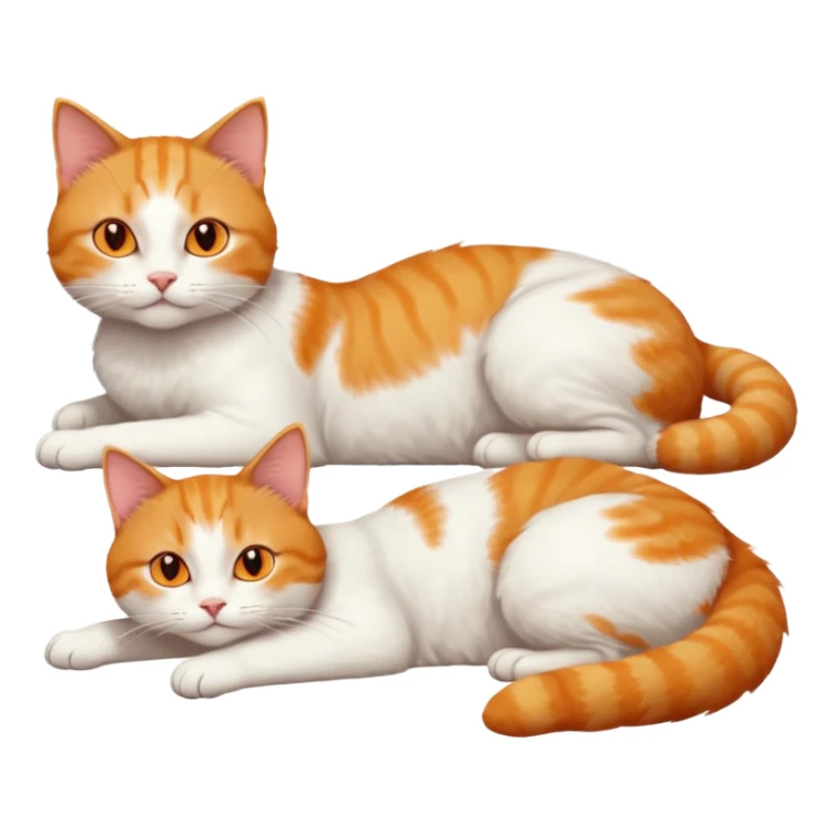 ginger and white cat with orange eyes doing a big extremely long stretch reaching up into the air with arms and legs side by side together straight and overextended whilst lying on its side sticker