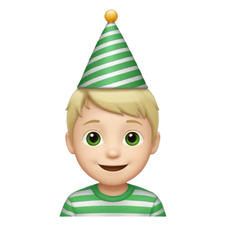 a little boy with birthday hat, striped green shirt















 sticker