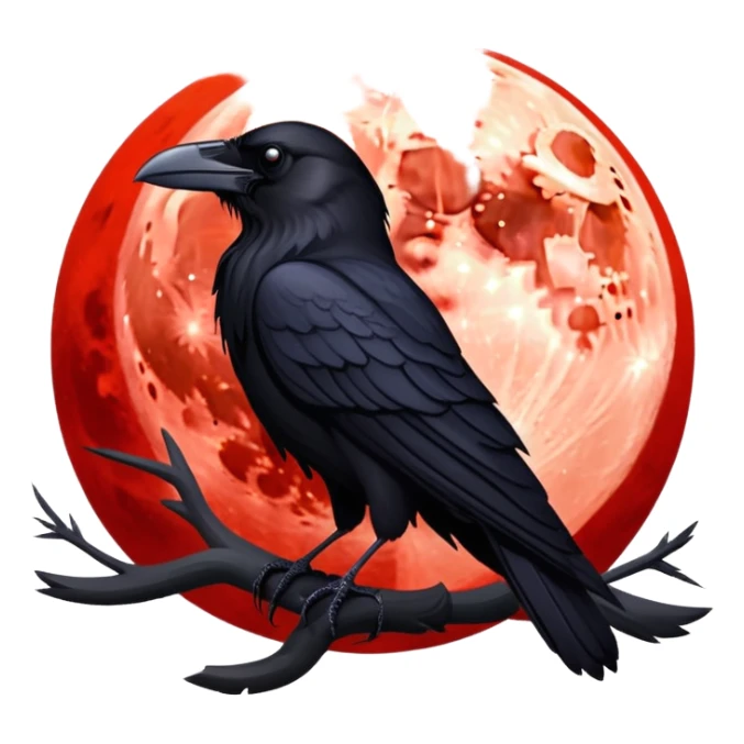 black raven against the backdrop of the red moon sticker