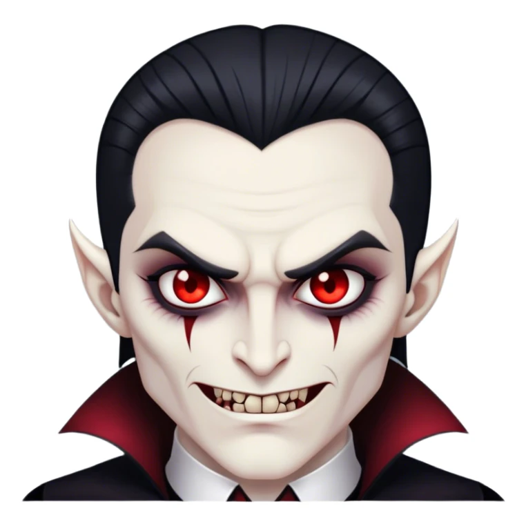A vampire lord with hollow cheekbones, long black nails, and a cold, menacing smirk sticker