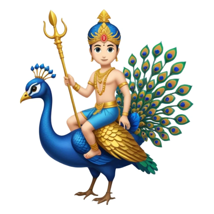 Give Lord murugan with blue peacock and vel staff as keypad emoji sticker