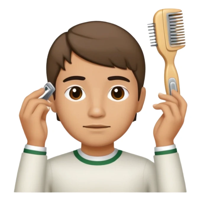 mexican person with a edgar haircut fixing hair sticker