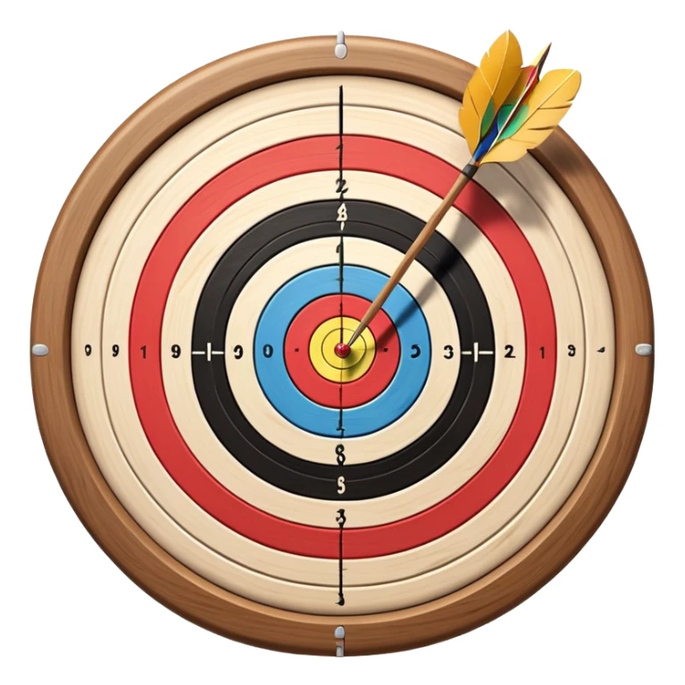 A bow and arrow aimed at a target, with the arrow in mid-flight towards the bullseye. The target's concentric rings are visible, emphasizing the precision and focus required in archery. The background is simple, highlighting the equipment and the sport's accuracy. sticker