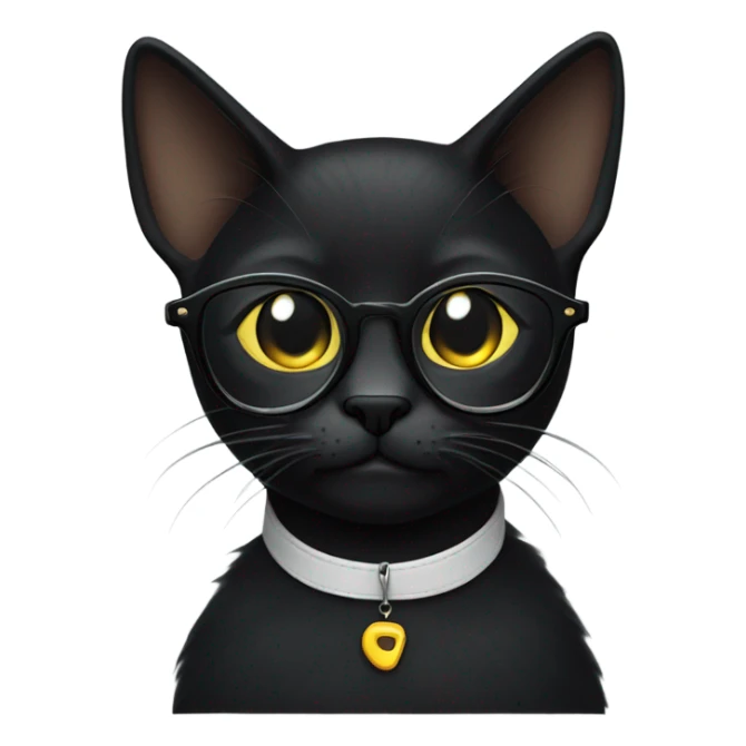 A black cat with glasses and a pin-shaped earring in his left ear. sticker