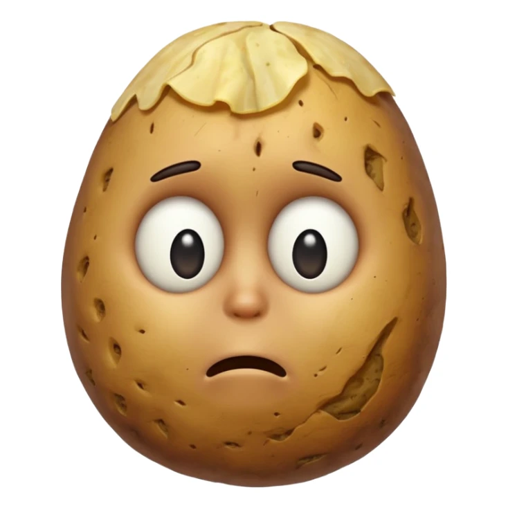Potato that is confused with hand scratching his head with no mouth and eyes sticker