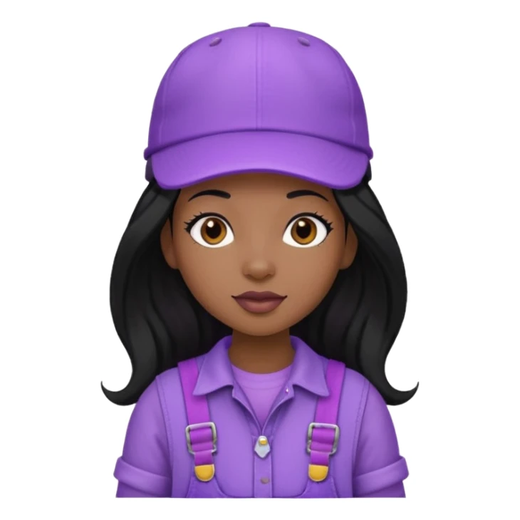 purple mario black girl with black long hair sticker