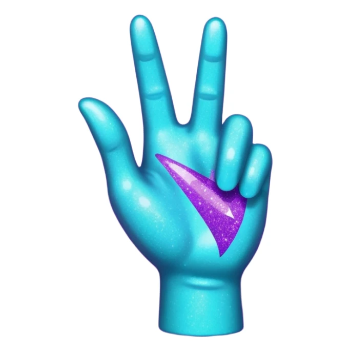 Glitter Roxo e Ciano Mão apontando para direita sticker