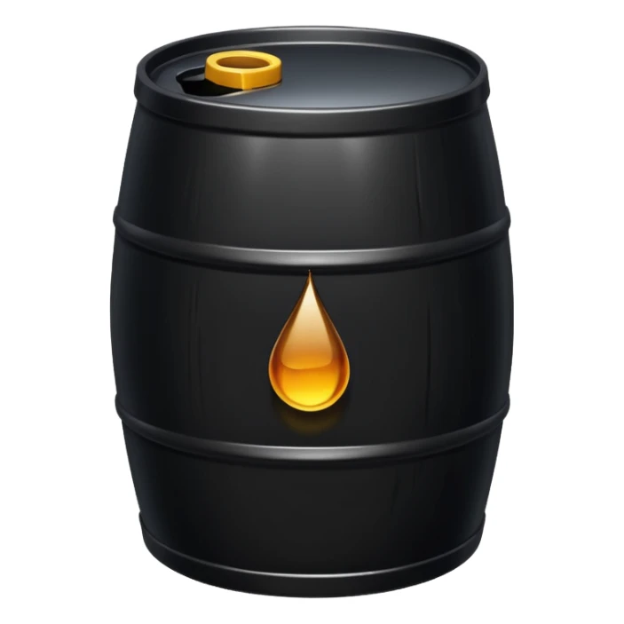 generate an ultra realistic black metal barrel without rust and with a black drop of oil on it sticker