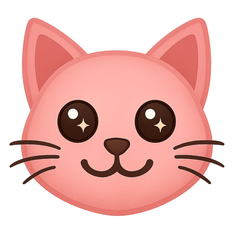 pink cat emoji, playful and friendly sticker