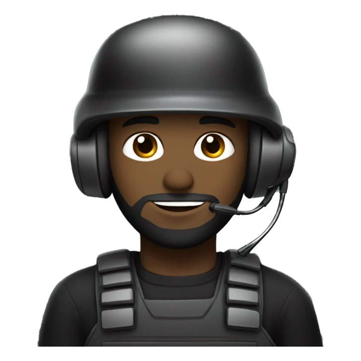 operator dressed in black with a milatary helmet, without glasses, wearing a headset, preferably american male sticker
