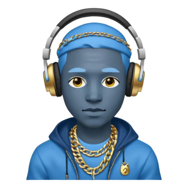 Avatar rapper with headphones blue character ' sticker